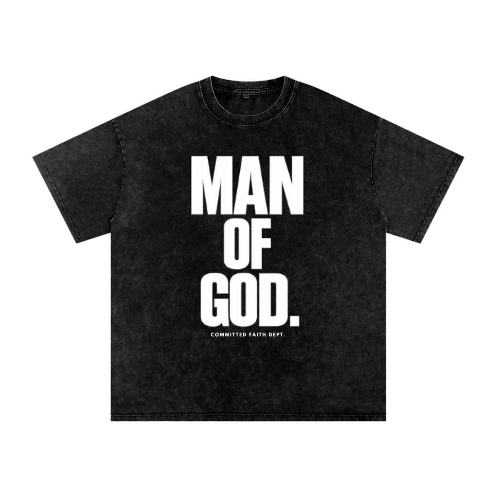 Man of God Snow Washed Oversized Cotton T-Shirt