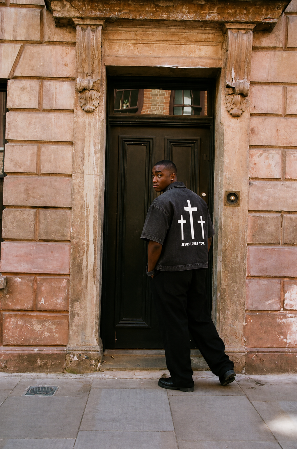 Jesus Loves You Vintage Washed Full-Zip Denim Shirt