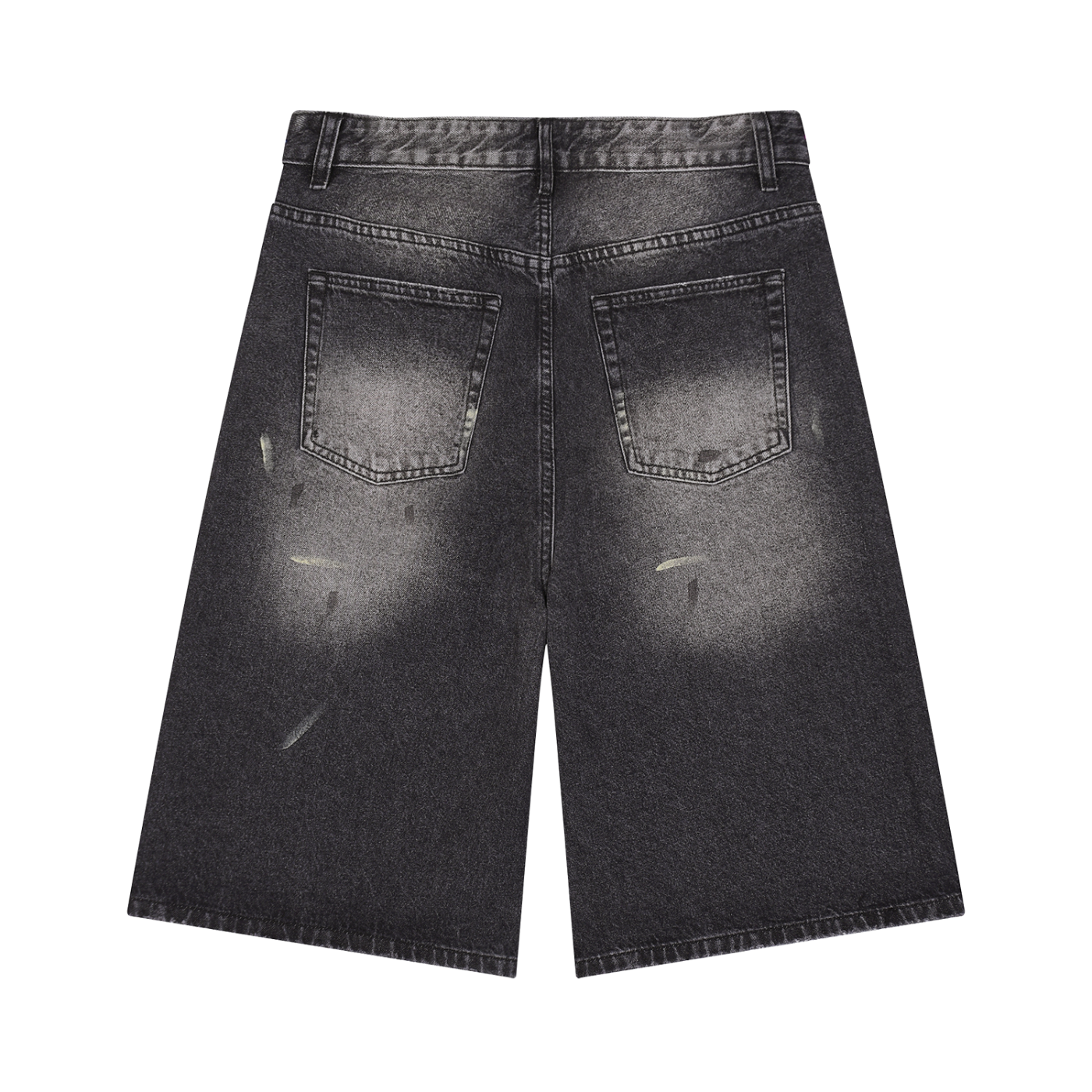 Black Vintage Wash Wide Leg Denim Shorts