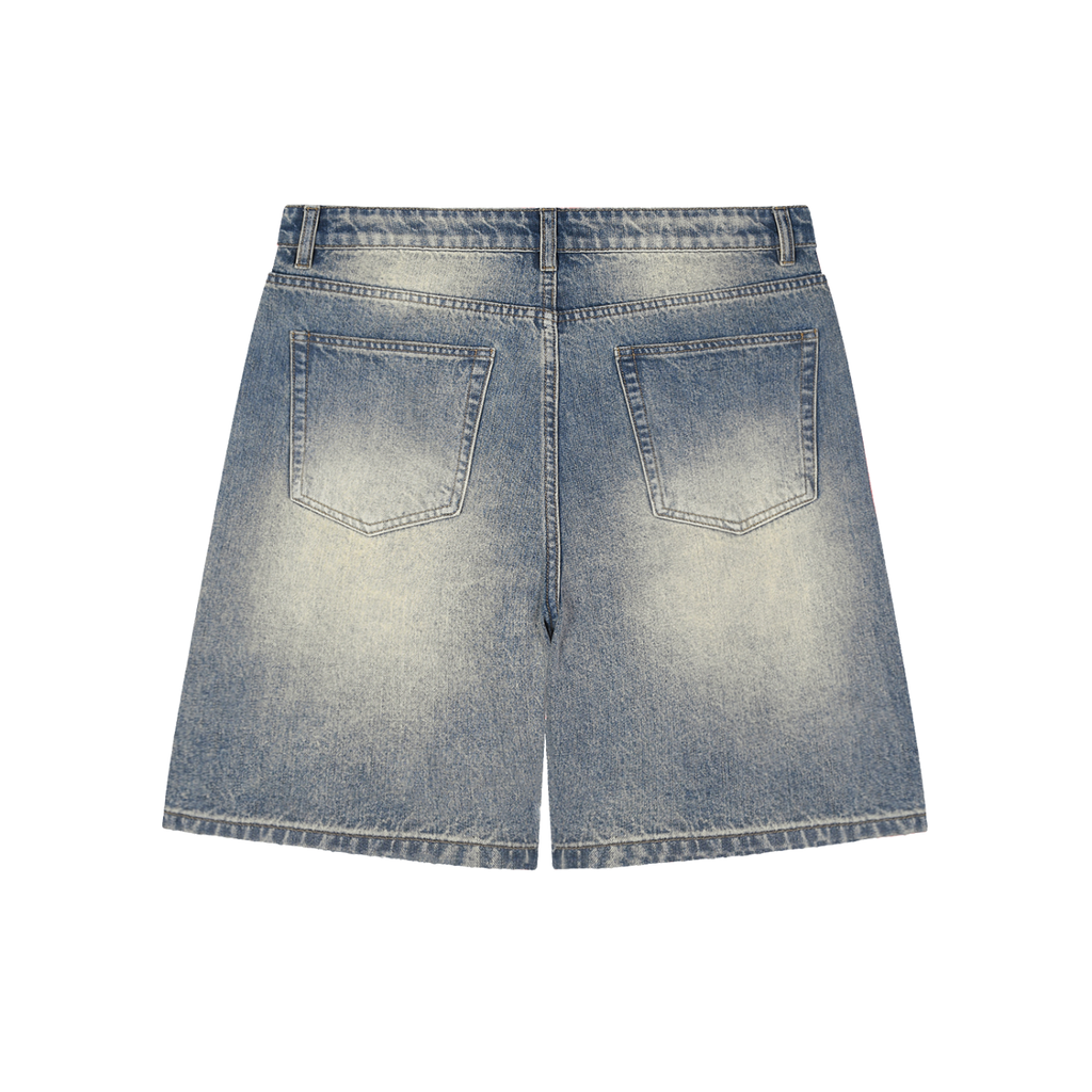 Faded Distressed Denim Shorts