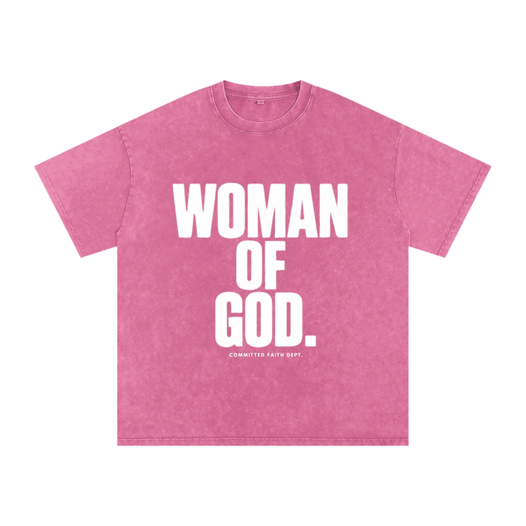 Woman of God Snow Washed Oversized Cotton T-Shirt
