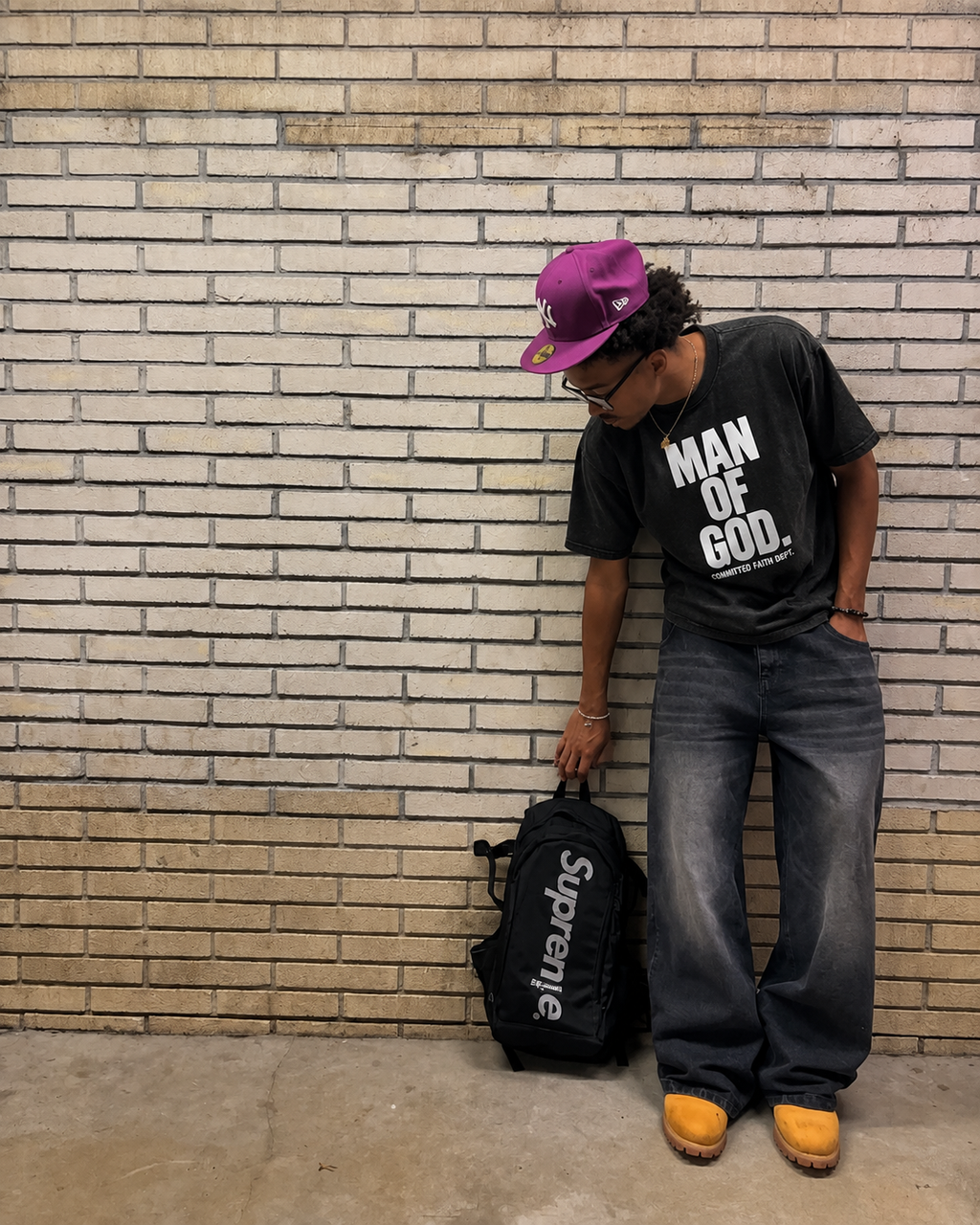 Man of God Snow Washed Oversized Cotton T-Shirt
