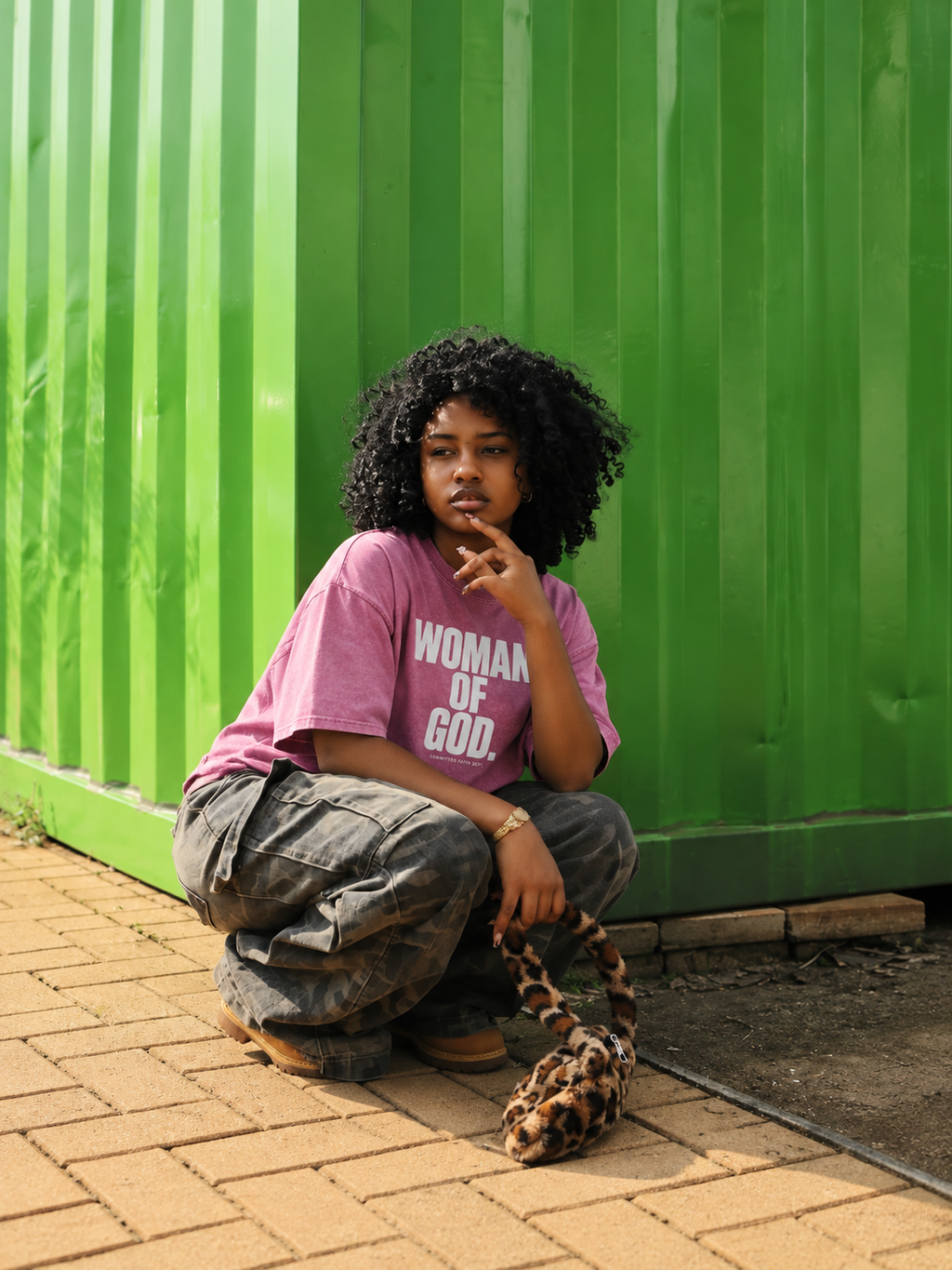 Woman of God Snow Washed Oversized Cotton T-Shirt