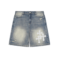 Faded Distressed Denim Shorts